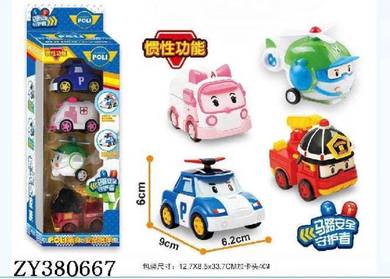 Robocar Poli 4-in-1 Pullback Cars