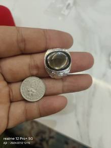 Cincin perak permata black star sapphire s19.5