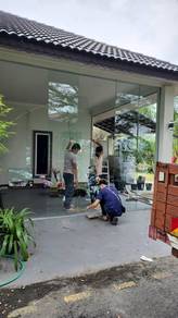 INSTALL GLASS  WALL  l  dinding jenis kaca 12mm l
