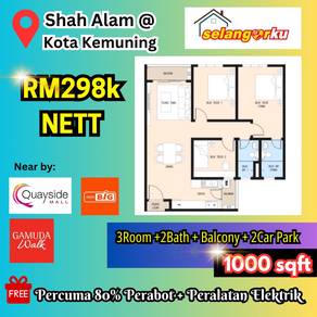 New Apartment 3Room 2 Bath With Balcony at Kota Kemuning