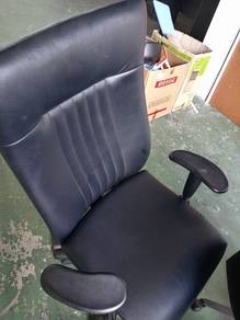 Black Leather High Back Roller Office Chair TC909