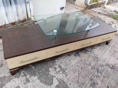 6FT Wooden Tv Cabinet wt Glass Top TC905