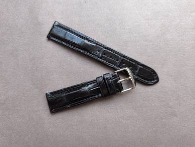 20mm Genuine Black Crocodile Leather Watch Strap