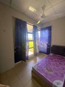 Fully furnished master bedroom with private bathroom & aircond