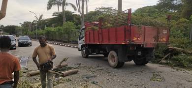 Kerja pembersihan kawasan rumah