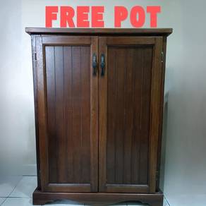 Solid wood kayu Kabinet shelf kitchenPerabot rak