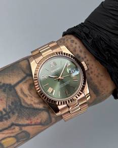 36mm Olive Green Roman Rose Gold Datejust Presiden