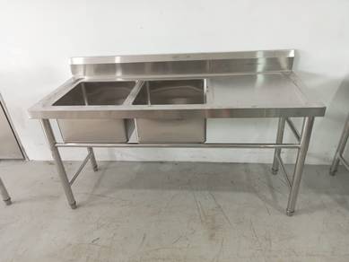 New-S/S Double Bowl Sink Table