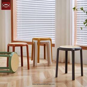 Berjaya Plastic Round Rattan Stool