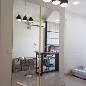 INSTALL CUSTOM WALL MIRROR l cermin dinding tempah