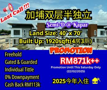 Ready Move In 2 Sty Semi-D House At Jalan Sungai Kapar Indah, Klang