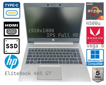 Hp 445 G7 AMD Ryzen 5 Radeon Vega6 Ultrabook Win11
