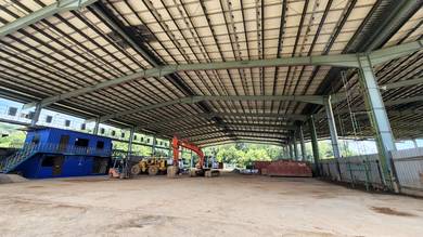 Warehouse Open Shed Highway Jln Tuaran Hospital|25690sqft|Cement floor