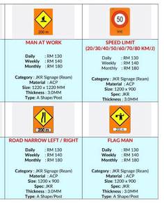 Traffic Cone, Road Barrier, Signboard Rental/Sewa