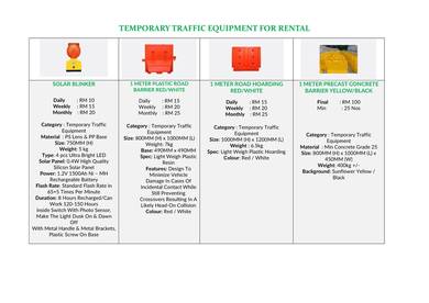 Traffic Cone, Road Barrier, Signboard Rental/Sewa