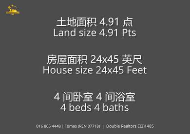 NEW! 2 storey terrace land size 4.91 Pts, 700K