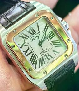 Cartier Santos 100 Stainless Steel & 18k Yellow Go