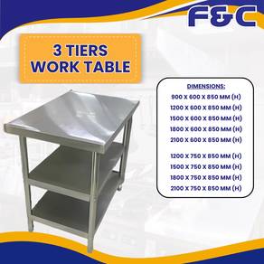 Stainless Steel 3 Tier Work Table/Rack/Meja