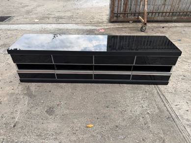 7ft Glass TV Cabinet Rack Console Drawer