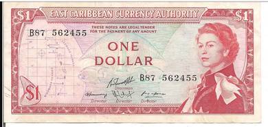 East Caribbean 1 Dollar 1965 - Pick P13g