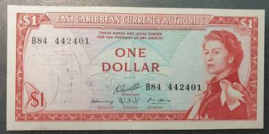 East Caribbean 1 Dollar 1965 - Pick P13g & P13h