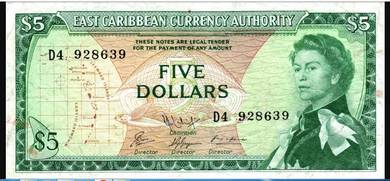 East Caribbean 5 Dollars 1965 - Pick P14g & P14n