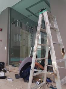 DINDING JENIS KACA 12mm l glass wall install l
