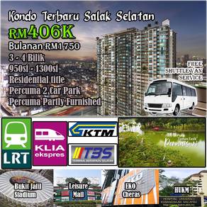 TBS Kondo Terbaru RM406k,3B2R, 2 minit ke LRT TBS, Akses mudah ke MRR2