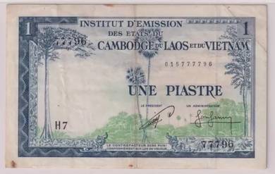 French Indochina 1 Piastre (1954) - Pick P94  avf