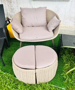 Resort style outdoor chair and footstool