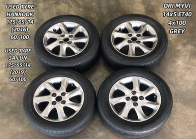 USED RIM ORI MYVI 14inch&TYRE FOR AXIA MYVI BEZZA