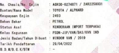 Ori 33kkm OwnerToyota ALPHARD 2.5 SC (A) JBL