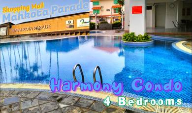4 BEDROOMS, Gated Harmony Condo, F.Furnished ~ near Mahkota Parade