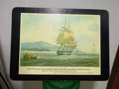 3 Vintage Printed Paintings Ships Table Mats