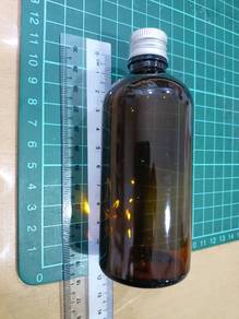 Amber Glass bottle with silver alu cap 100ml