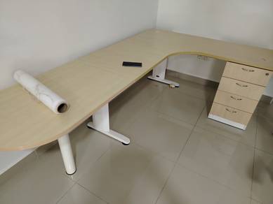 7FT*5FT L Shape Maple Office Table wt Drawer TD660