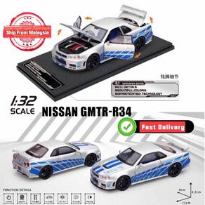 1:32 Scale NISSAN GTR-R34 Alloy Model Car Sound Li