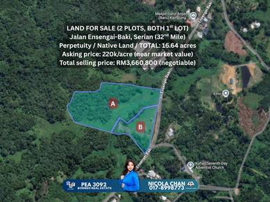 16.64 acres📍(32nd Mile) Jalan Ensengei-Baki, Serian 1st LOT FOR SALE
