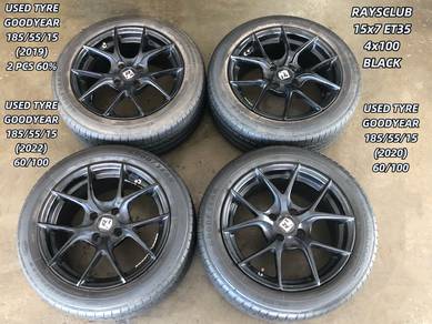 USED RIM RAYSCLUB 15inch&TYRE MYVI ALZA SAGA BLM