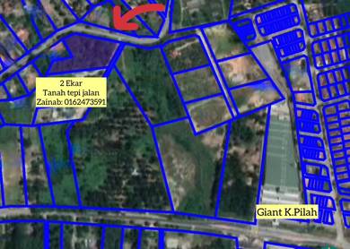Tanah tepi jalan 2 Ekar @ berdekatan Giant Kuala Pilah for Sale!