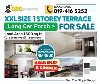Taman Alma- B garden- SMJD🍀Big Size 1 Storey Terrace  for  Sale