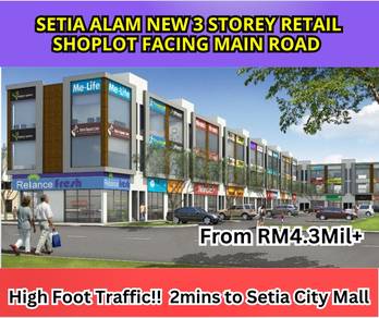 New 3 Storey Retail Shoplot For Sale-Facing Main Road In Setia Alam
