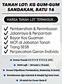 Tanah Nt Bergeran Bt16 Kg Gum-gum,Sandakan
