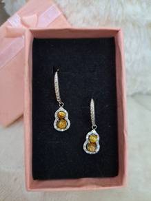 Titanium Rutilated Quartz/Prehnite Dangler