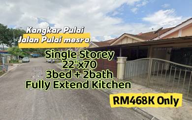 Kangkar Pulai, Single Storey 22"x70" 3Bed, Pulai Jaya, Full Loan