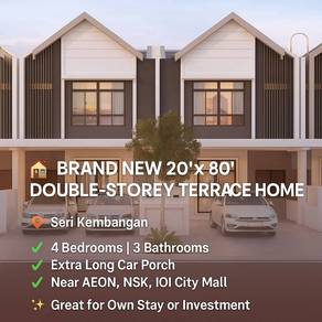 Rumah Teres 2 Tingkat Baru 20'x80' , Seri Kembangan ,