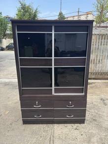 4x6ft Mirror Sliding Door Wardrobe Almari Baju Dra