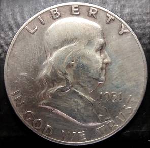 Collectible US Coin 1951-D Franklin half dollar