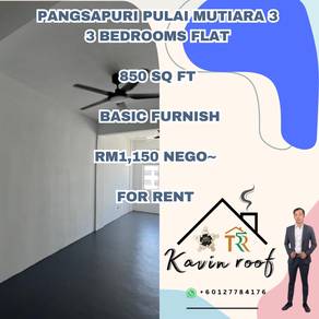 Pangsapuri Pulai Mutiara 3 3 bed flat basic furnish For Rent