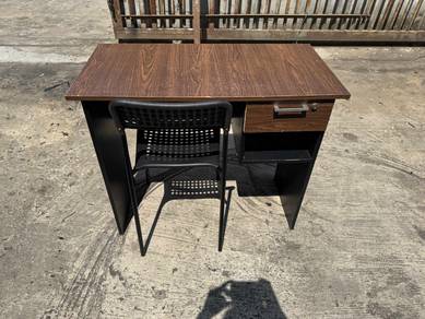 [Set] Meja Study Table Desk Drawer + Chair Kerusi